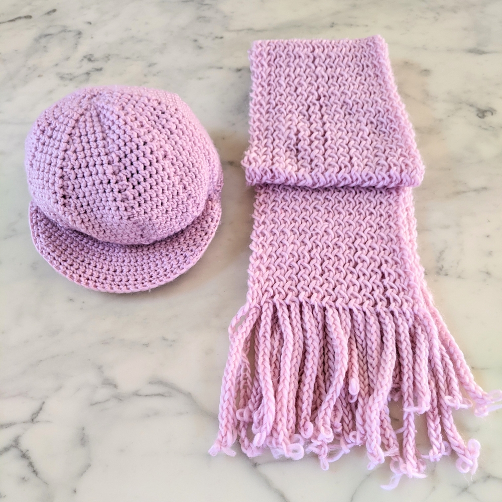 NWOT. Pink Knitted Hat and Scarf Set.